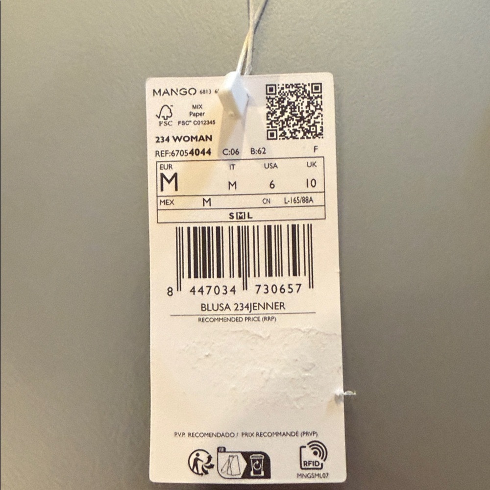 Mango Lace Appliqué Top Size 6 NWT Light/Pastel Grey - Picture 10 of 10